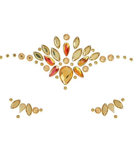 Face Jewels Golden Yellow Diamonds Princess/Fairy Adhesive Costume