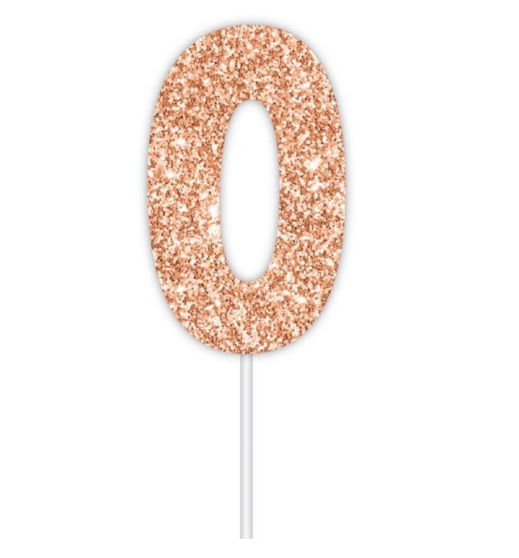 Cake Topper Budget Number 0 Rose Gold