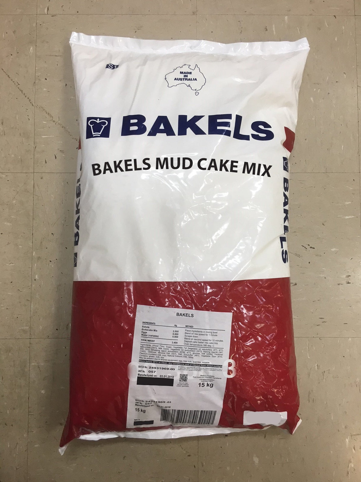 Bakels Chocolate Mud Cake Mix 15kg - Order In Item Only