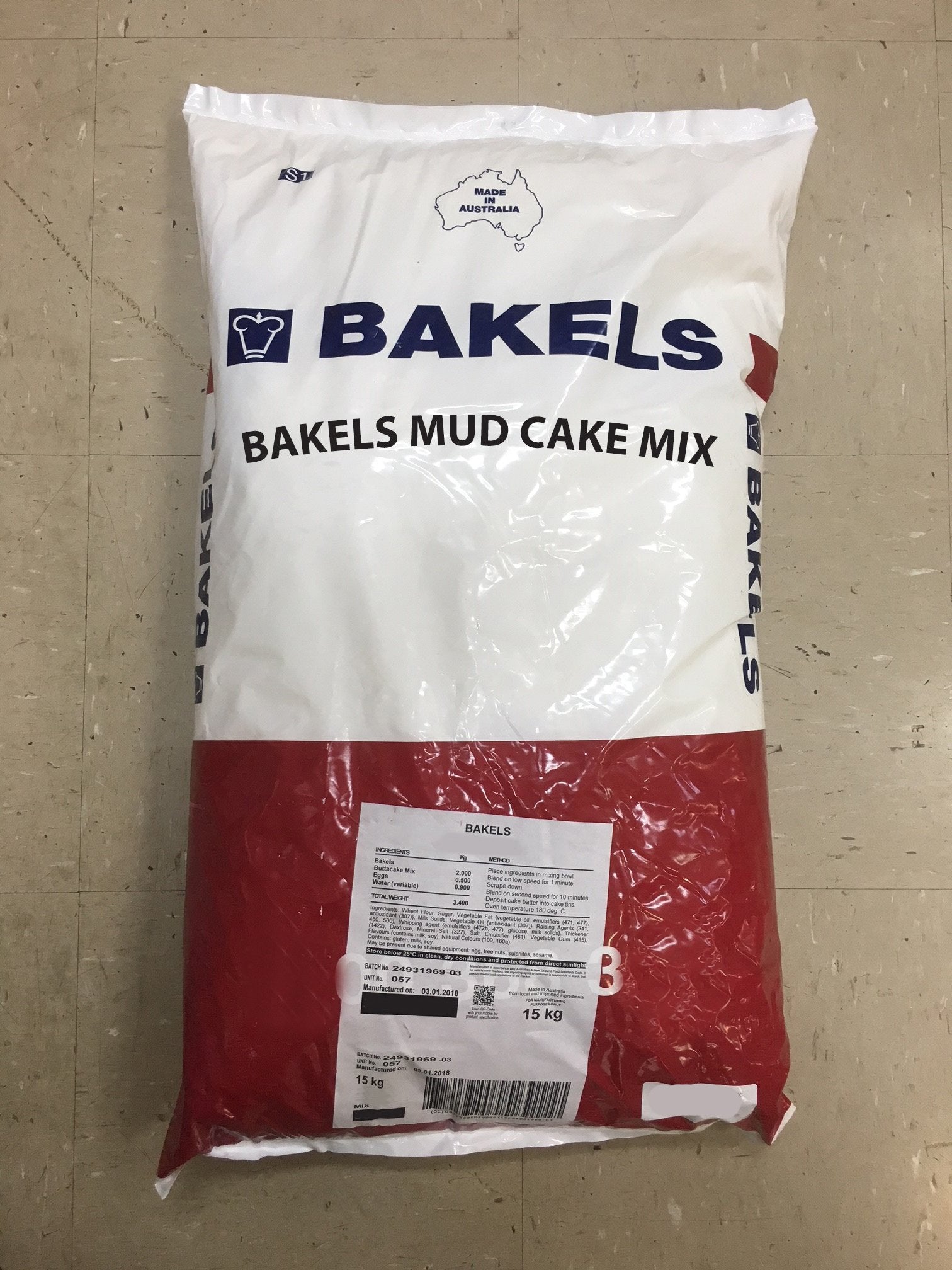 Bakels Chocolate Mud Cake Mix 15kg - Order In Item Only