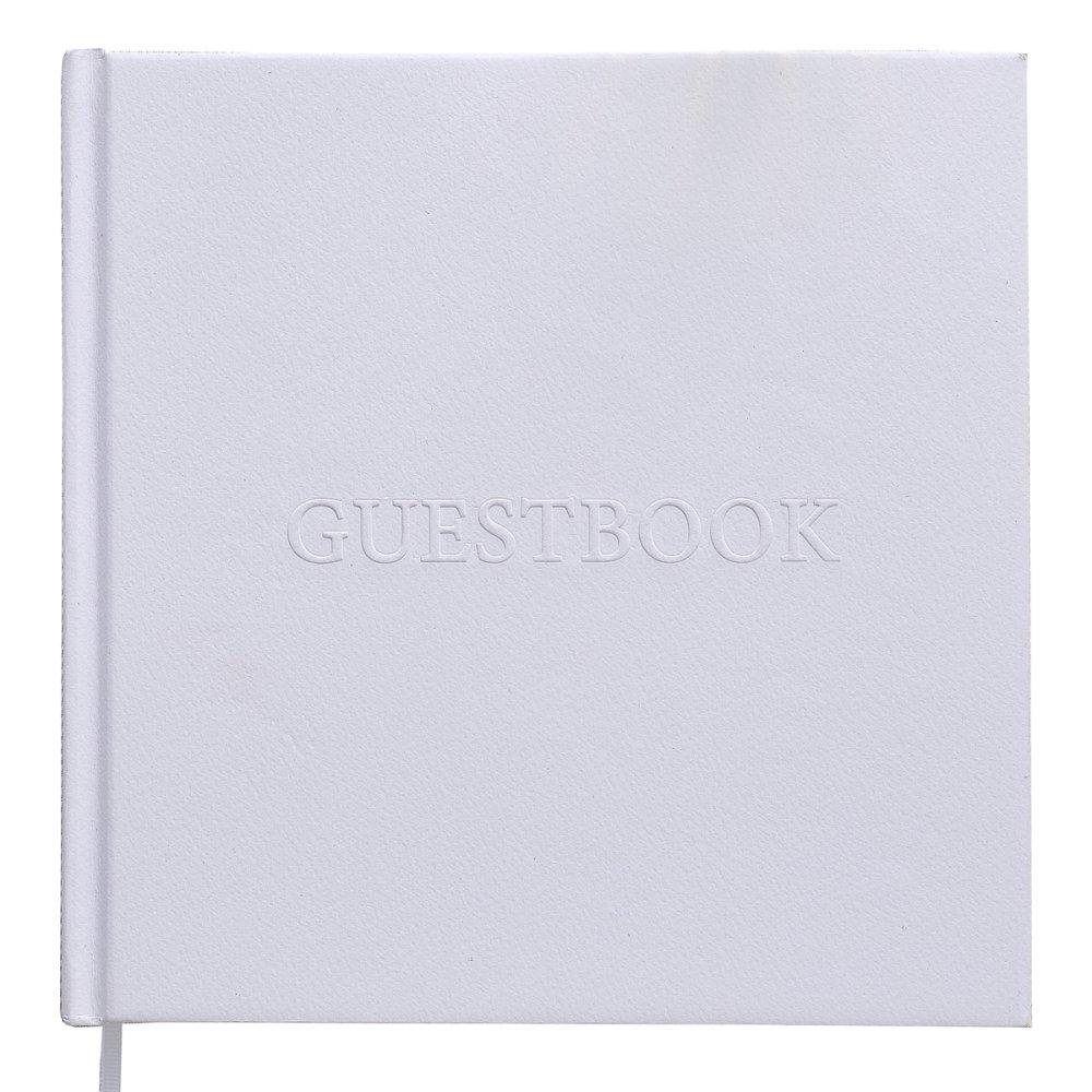 Wedding Signature/Message Guest Book White Embossed Modern