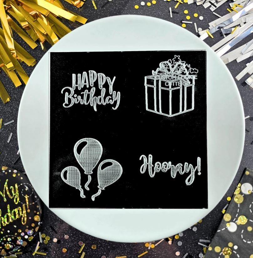 Happy Birthday Mini Cookie/Biscuit Debosser Cutter