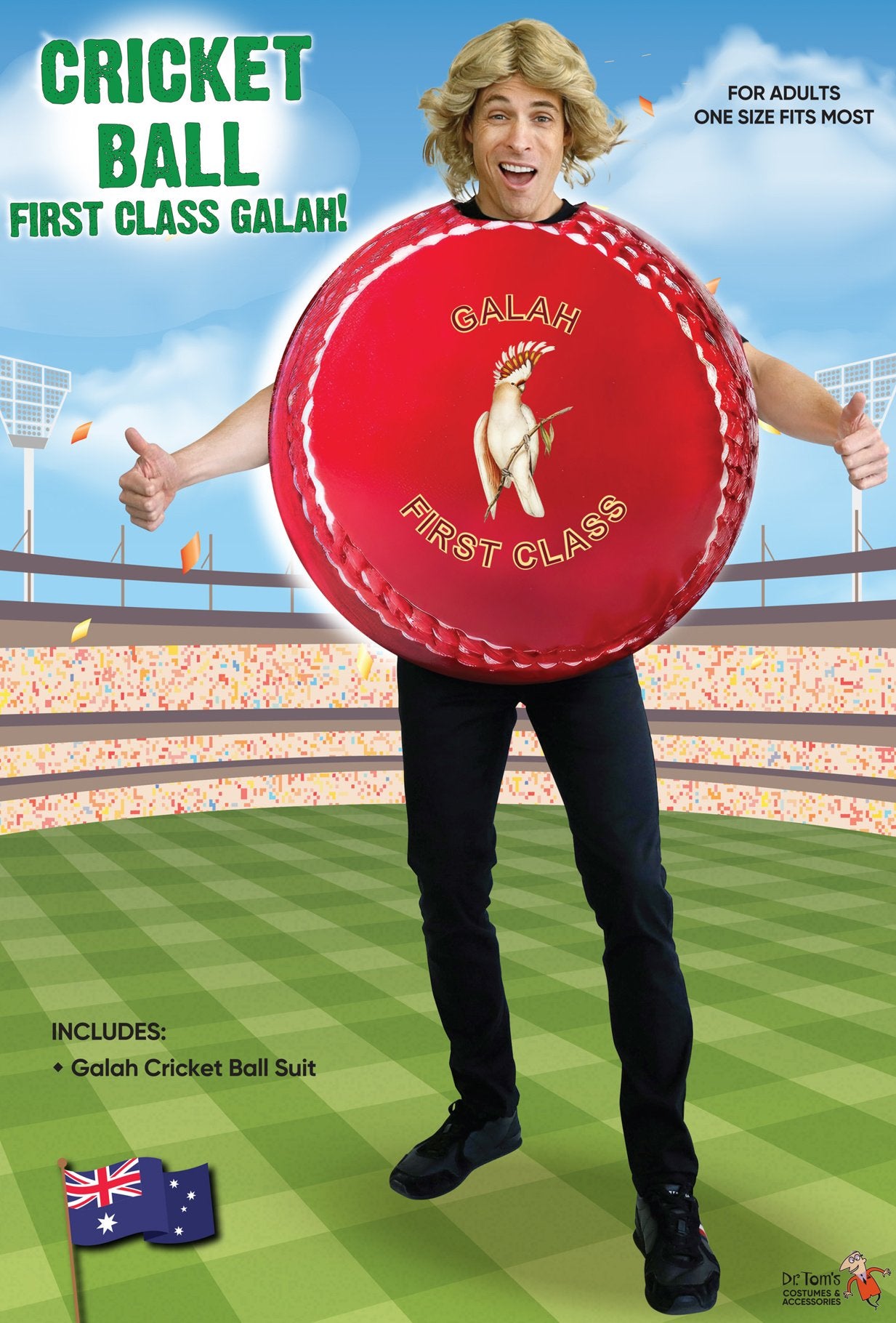 Costume Adult Aussie Sports Cricket Ball Novelty Funny One Size