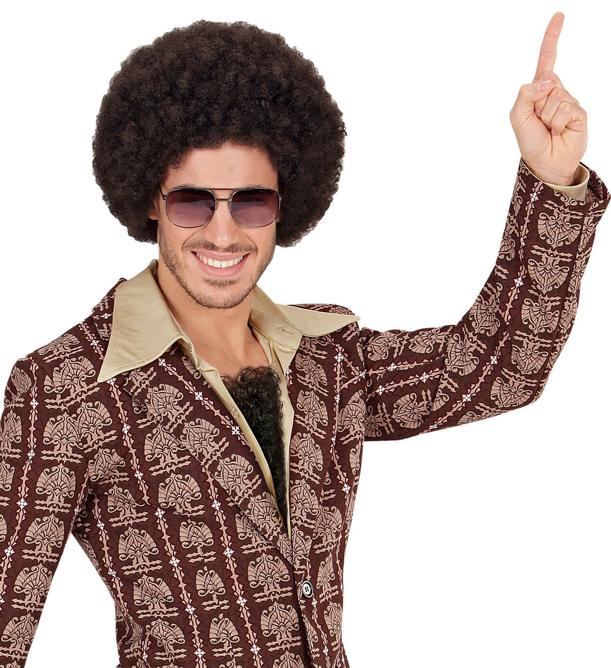 Costume Black Chest Hairy Thick Curly 1970s