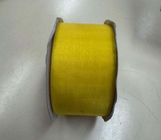 Organza Ribbon Yellow Cut Edge 50mm x 100m