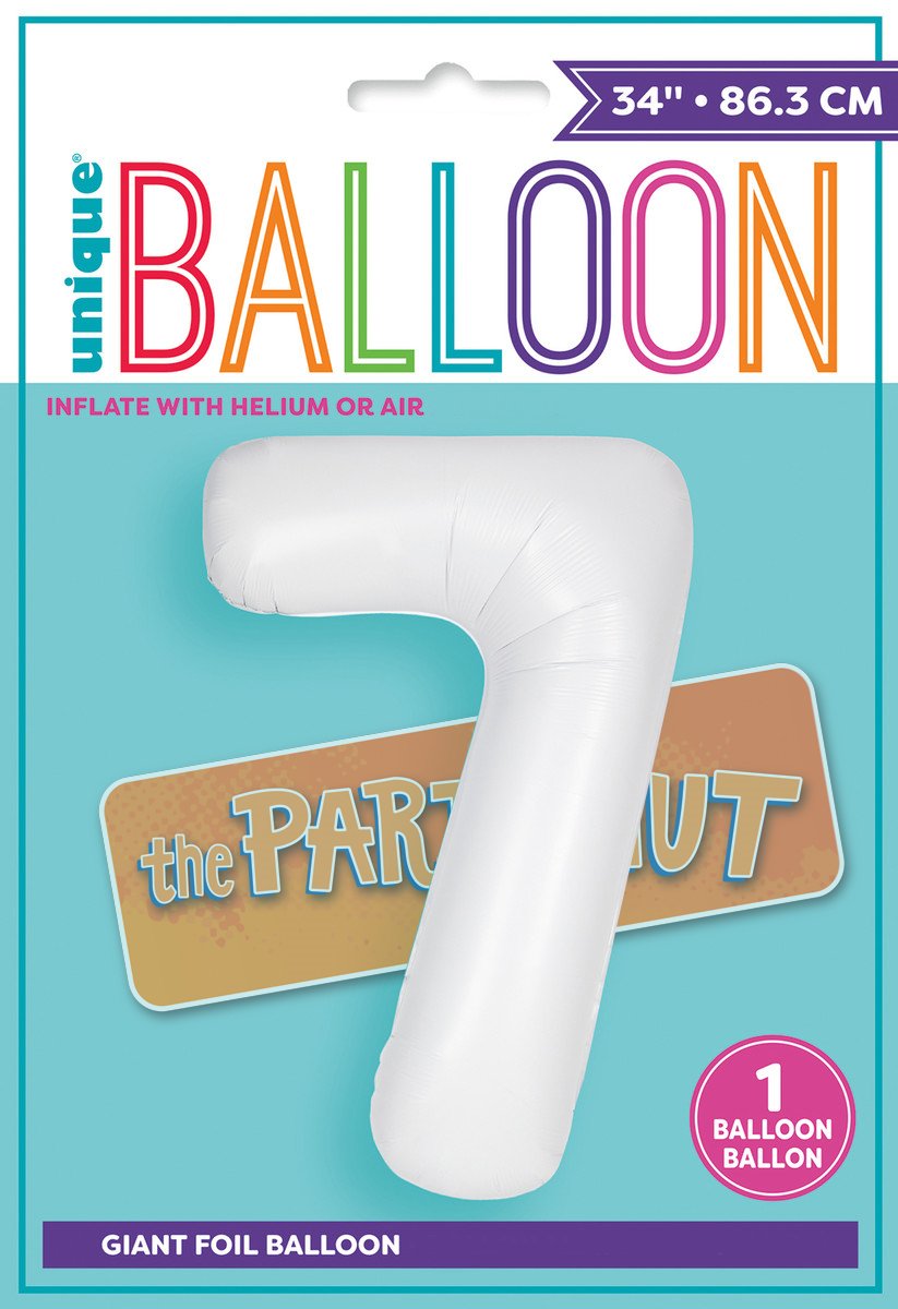 Balloon Foil Megaloon Num 7 Matte Bright White 86cm  Last Chance Buy