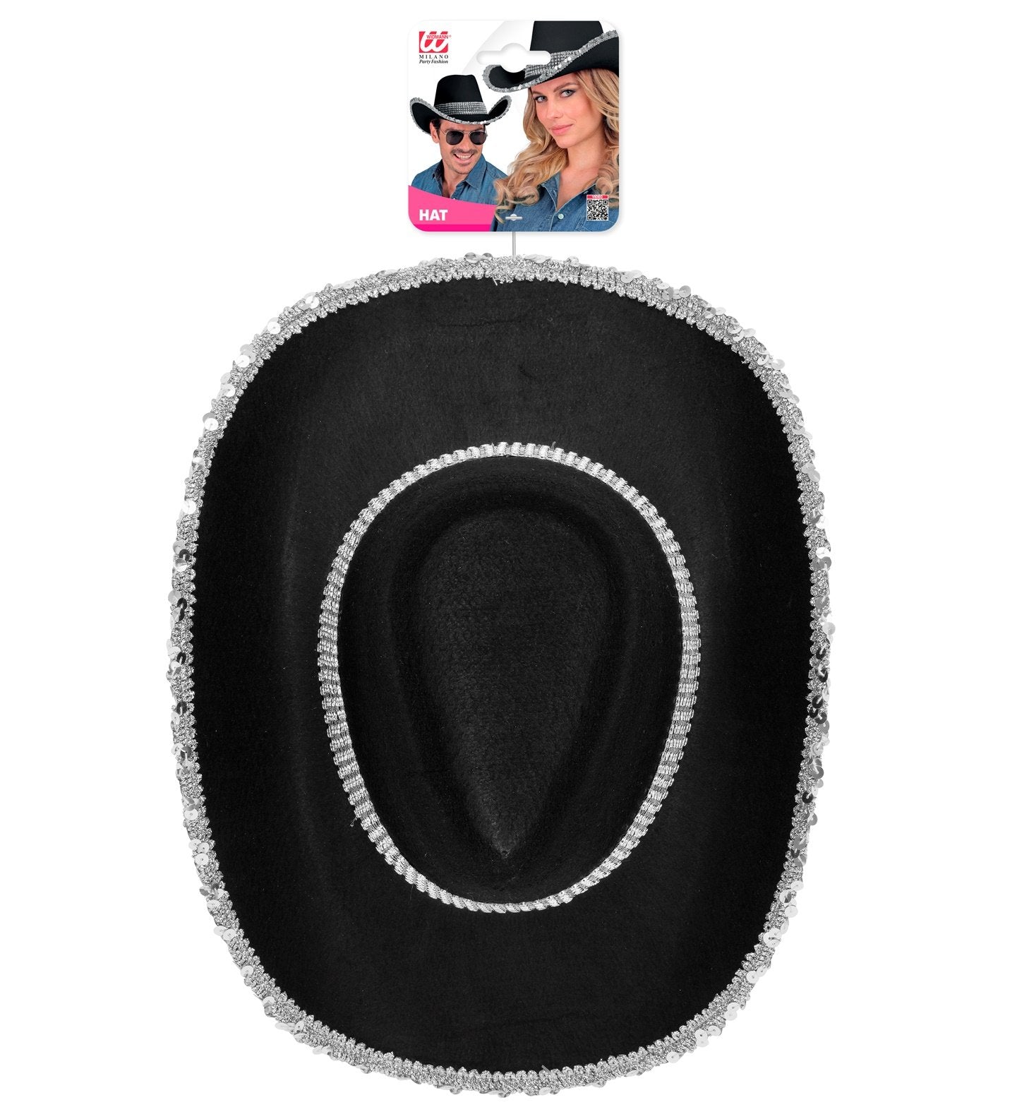 Hat Cowboy/Cowgirl Adult Black With Silver Diamantes