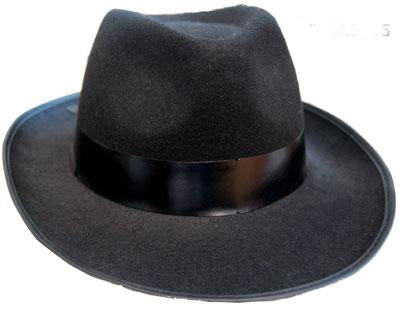 Hat Gangster Black With Black Band Feltex