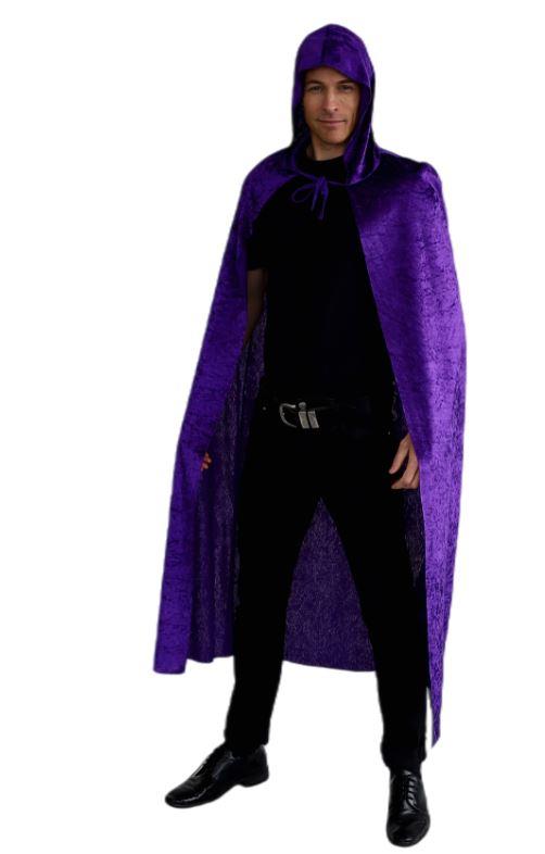 Cape With Hood Velvet Purple Long Halloween Style