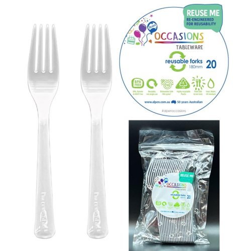 Forks Silver Reusable Plastic Pk/20