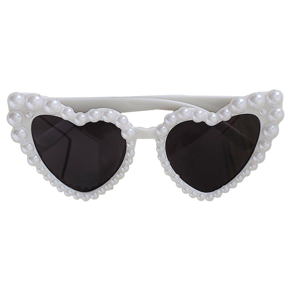 Glasses White Heart Shaped Hens Night Bride Pearl Look