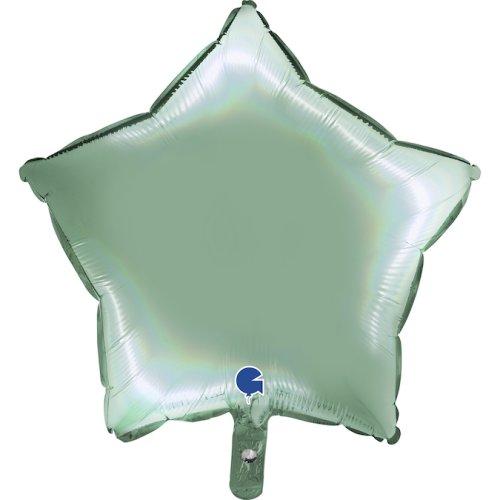 Balloon Foil 45cm Star Tiffany Platinum Green