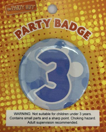 Badge Third Birthday Blue 6cm