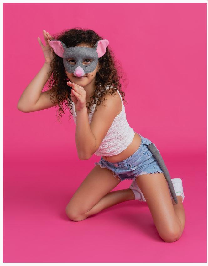 Animal Costume Set Mask & Tail Possum/Mouse Australian/Aussie