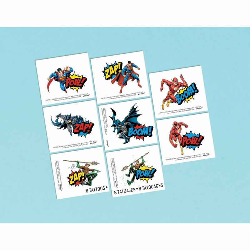 Justice League Superheros Temporary Tattoos Pk/8
