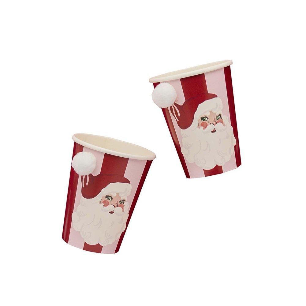 Cups Christmas Santa Baby With Pom Poms 266ml Pk/8