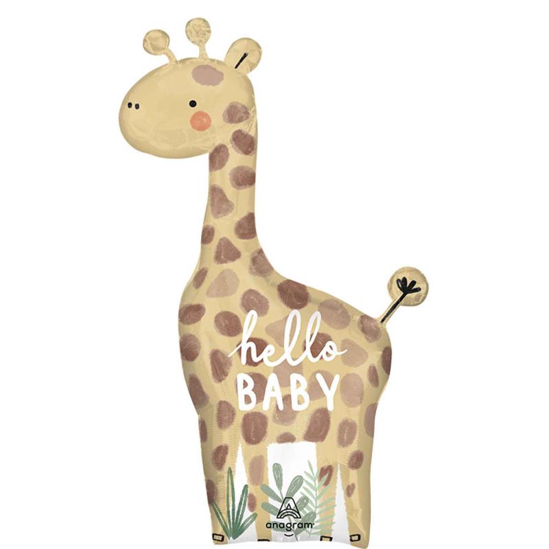 Balloon Foil Shape Hello Baby Giraffe Soft Jungle Baby 106cm x 63cm