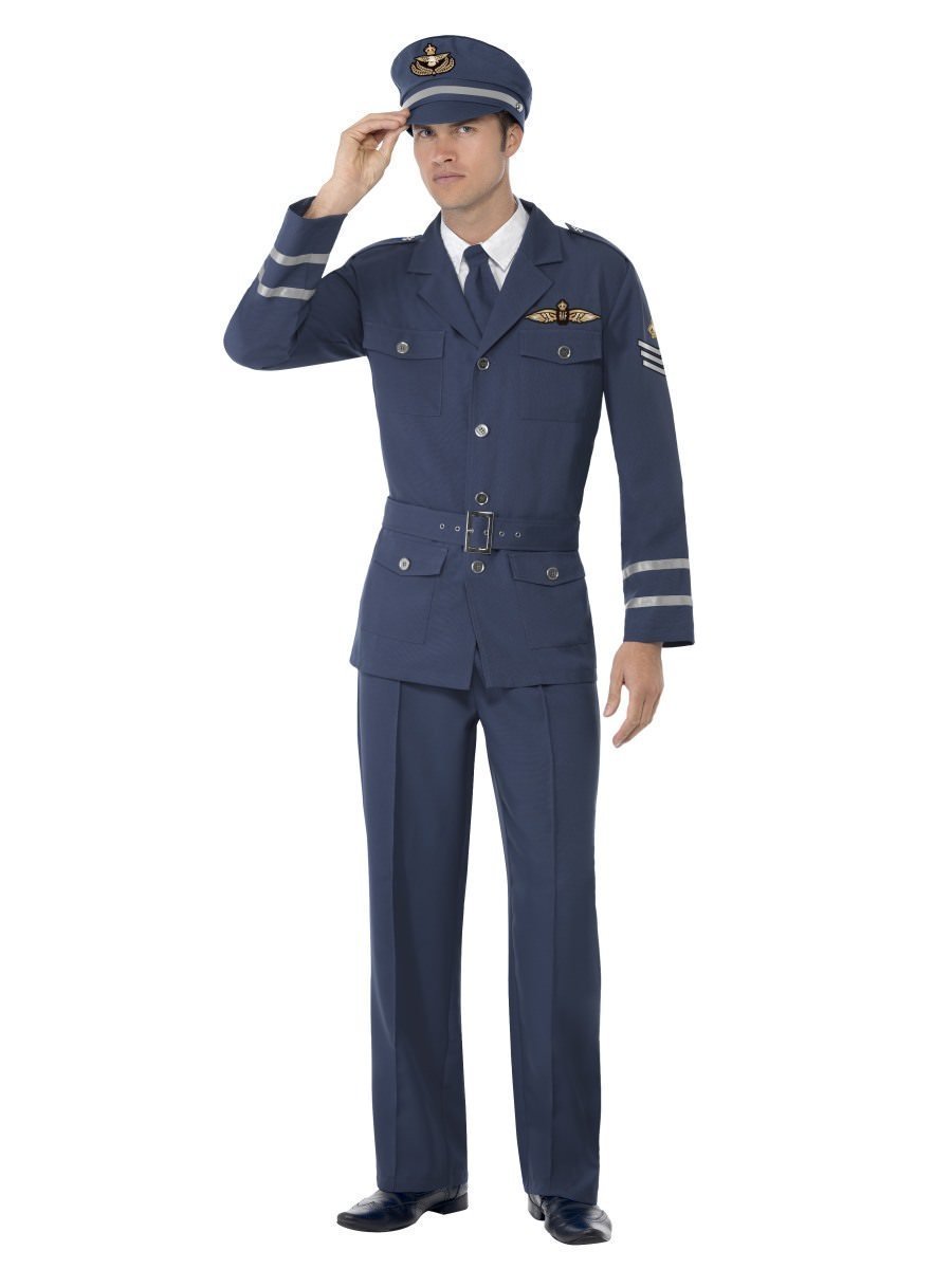 Costume Adult WW2 Air Force Captain Pilot Blue Medium