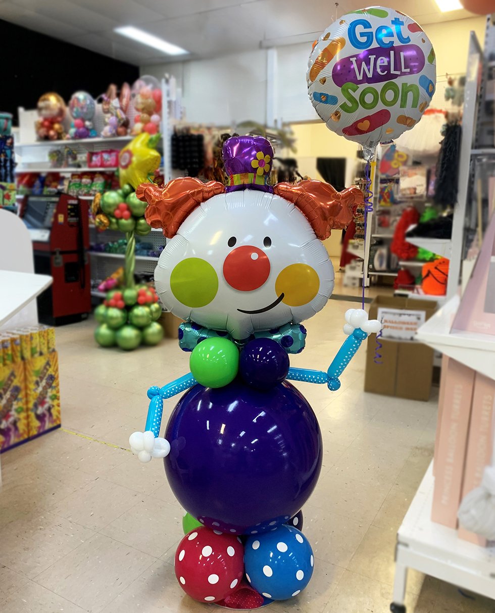 Happy Clown Get Well Wishes Balloon Bouquet