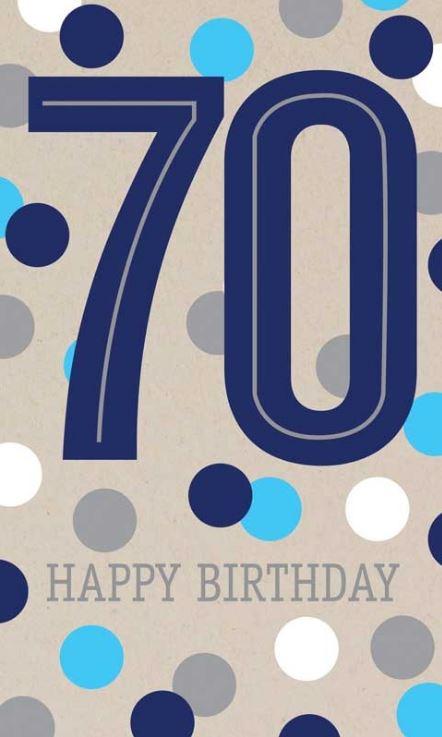 Greeting Card Happy 70th Birthday Blue Dots