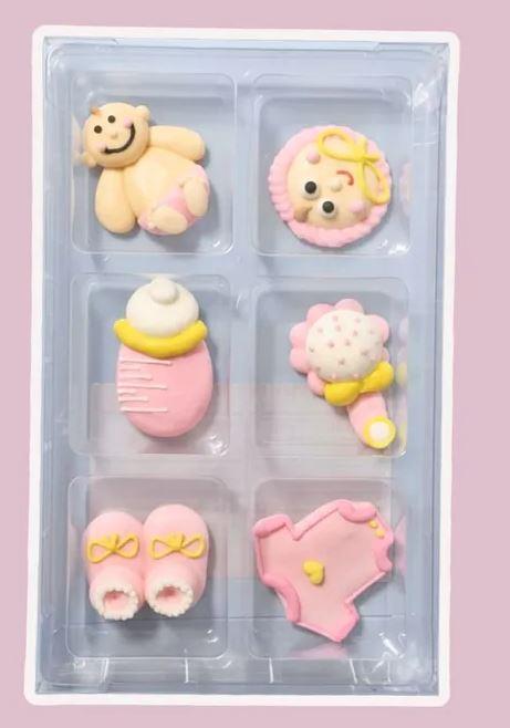 Edible Icing Decorations Pink Christening Assorted
