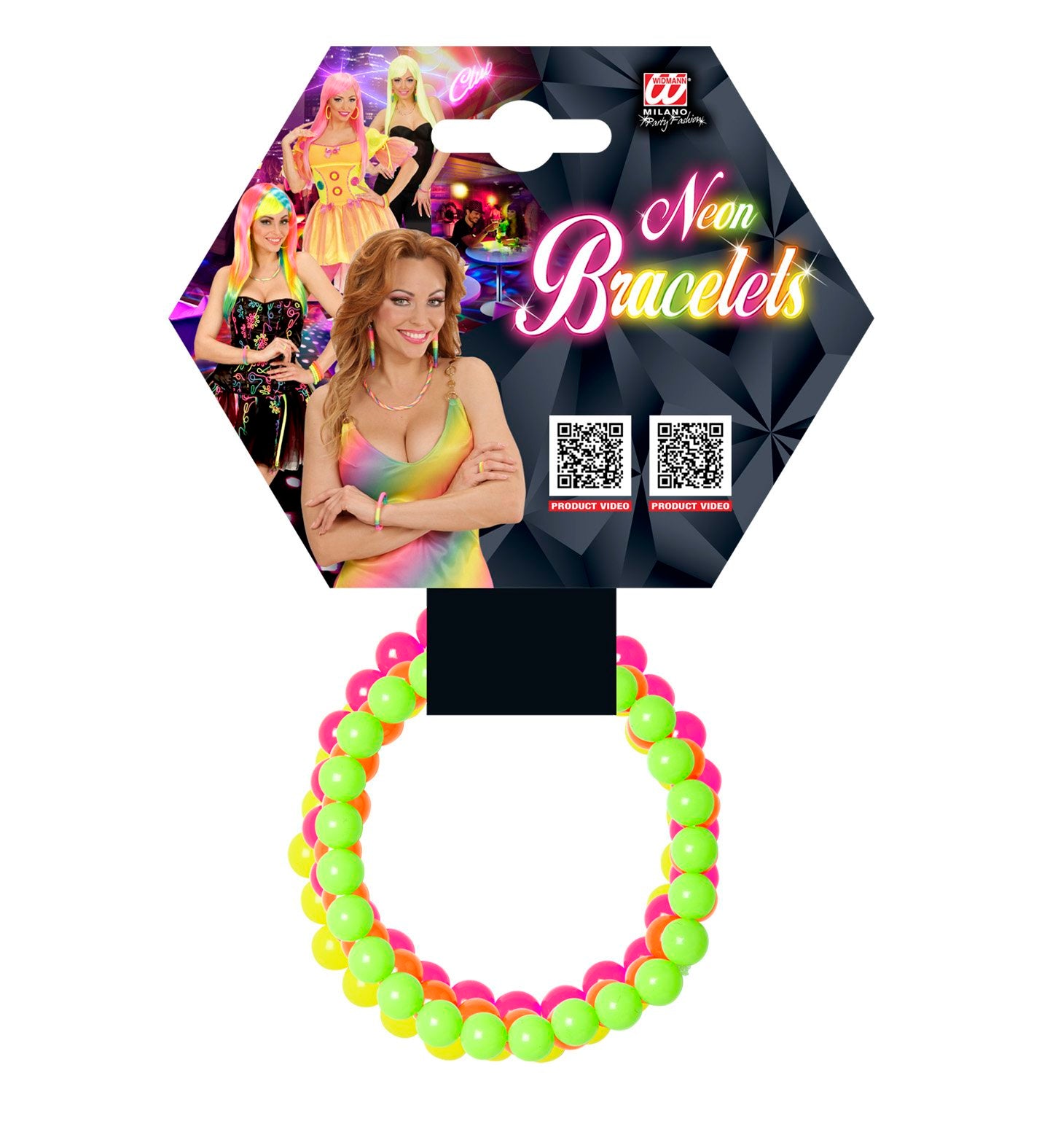 Beaded Bracelets 1980s Neon Colours Pk/4