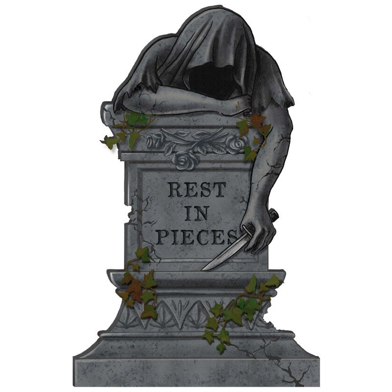 Decoration Tombstone Cemetery Rest In Pieces Styrofoam 55cm