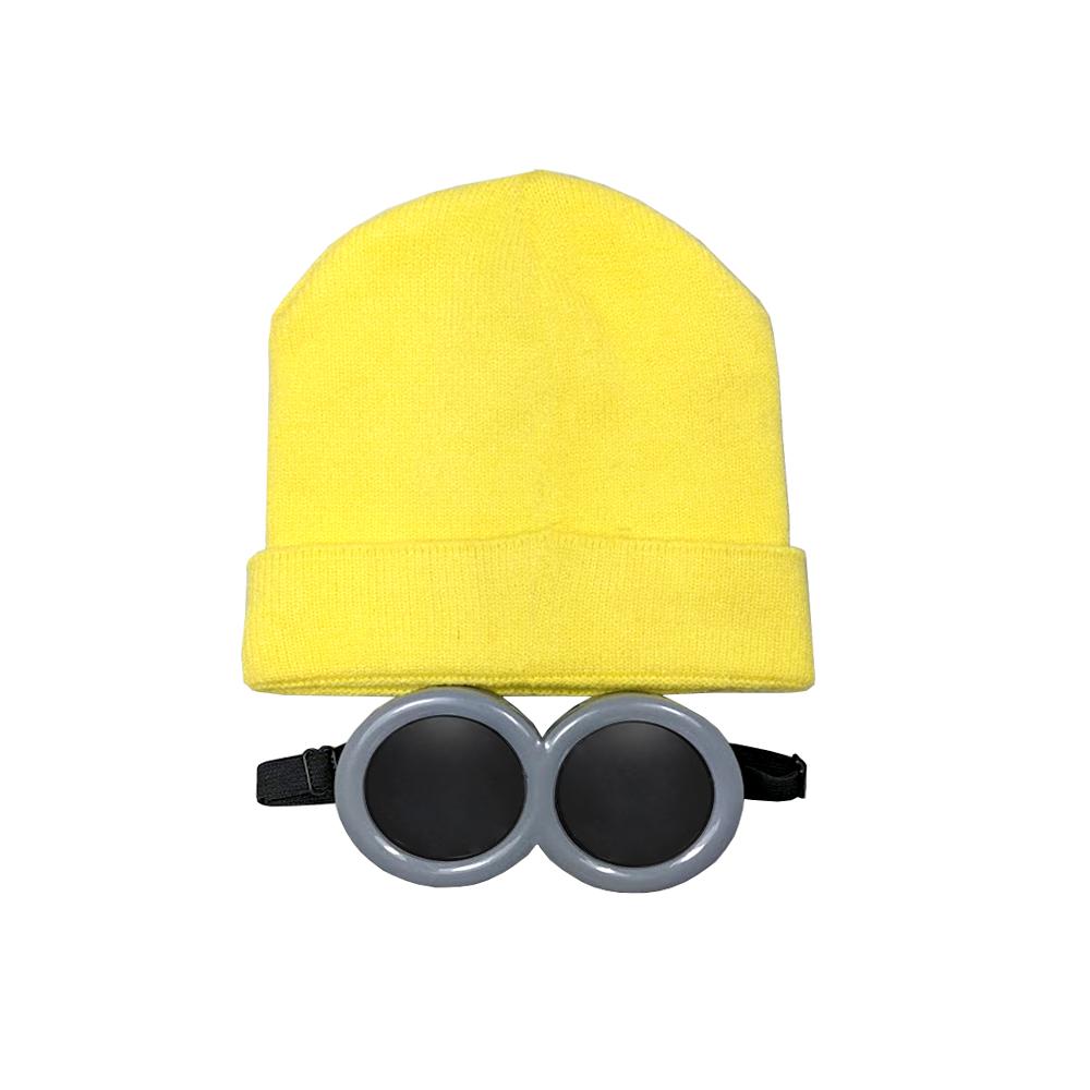 Hat/Beanie Yellow With Goggles Set