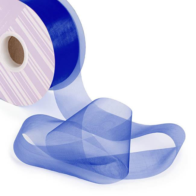 Organza Ribbon Navy Blue Cut Edge 50mm x 100m