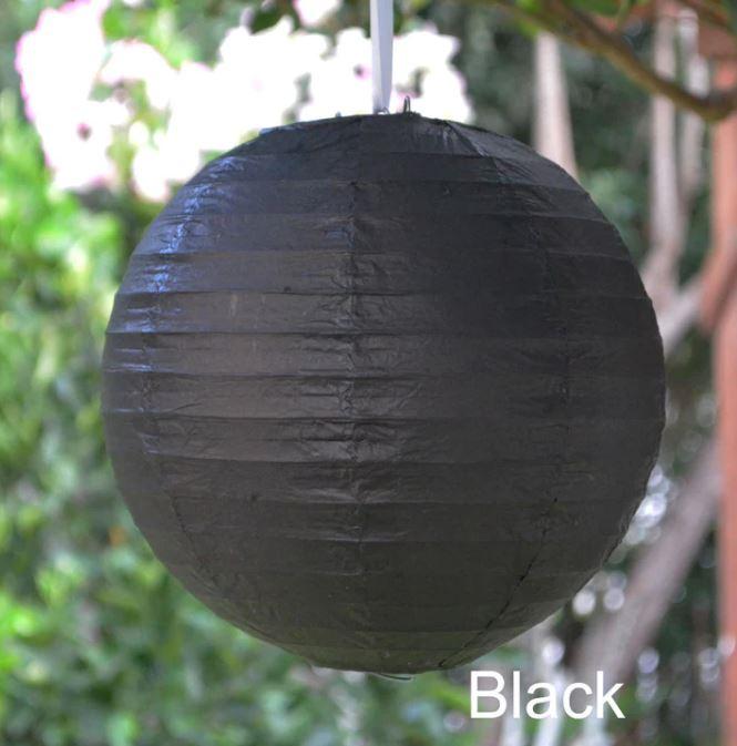 Lantern 20cm Black Round Paper - Discontinued Line Last Chance