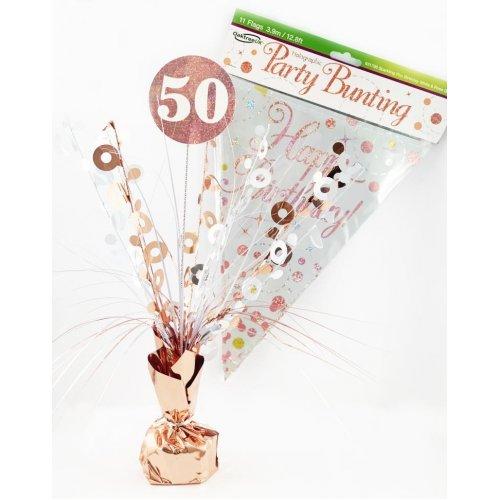 Centrepiece Happy 50th Birthday Rose Gold 165g Table Decoration