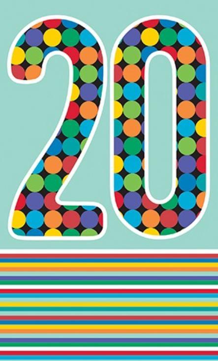 Greeting Card Happy 20th Birthday Brights