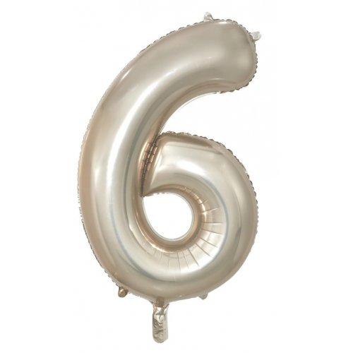 Balloon Foil Megaloon Number 6 Champagne Gold 86cm