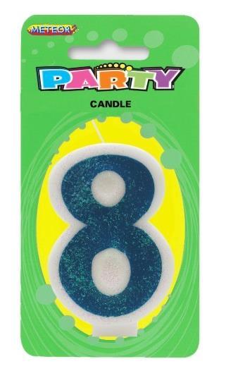Candle Number 8 Blue- Discontinued Line Last Chance To Buy