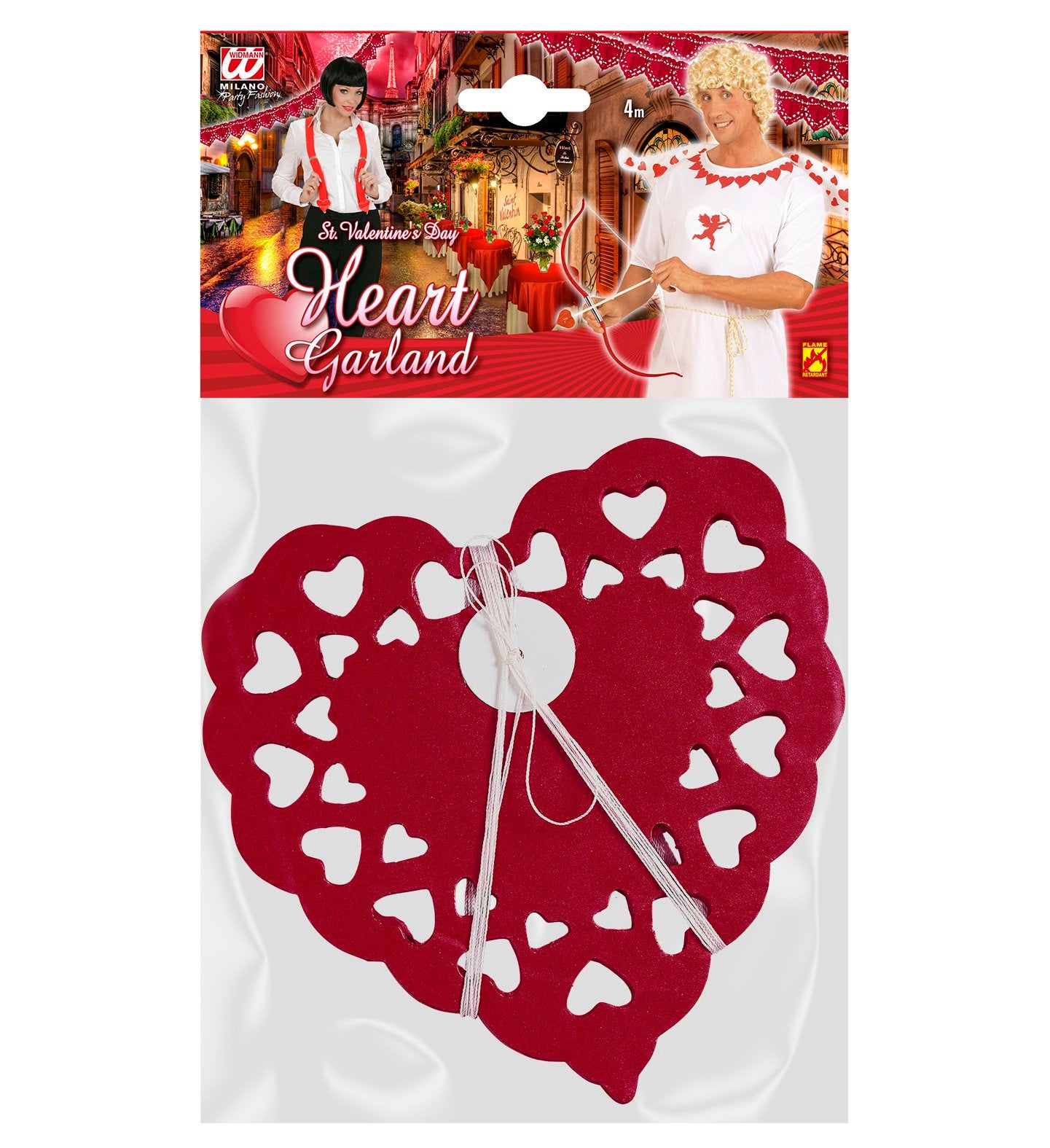 Decoration Hanging Garland Red Heart Tissue Valentines 4m Long
