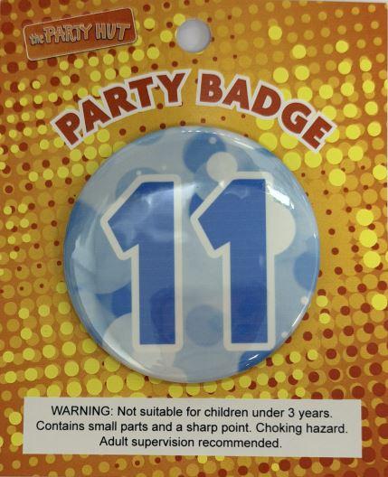 Badge Eleventh Birthday Blue 6cm