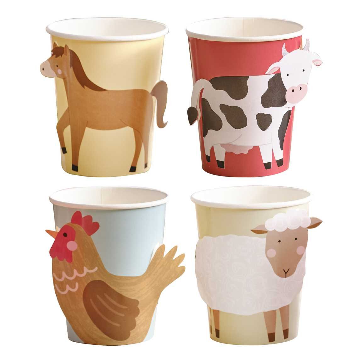 Farm Friends Paper Party Cups Pk 8