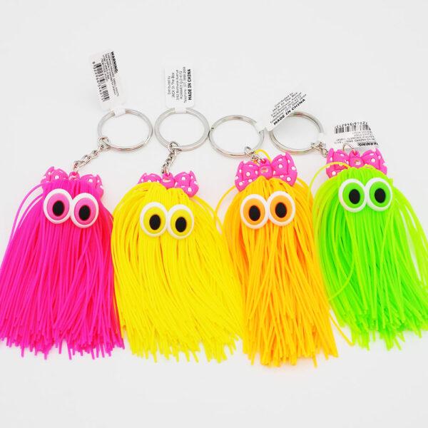 Toy Novelty Hairy Shaggy Monster Keyring 12cm Each Assorted Colours