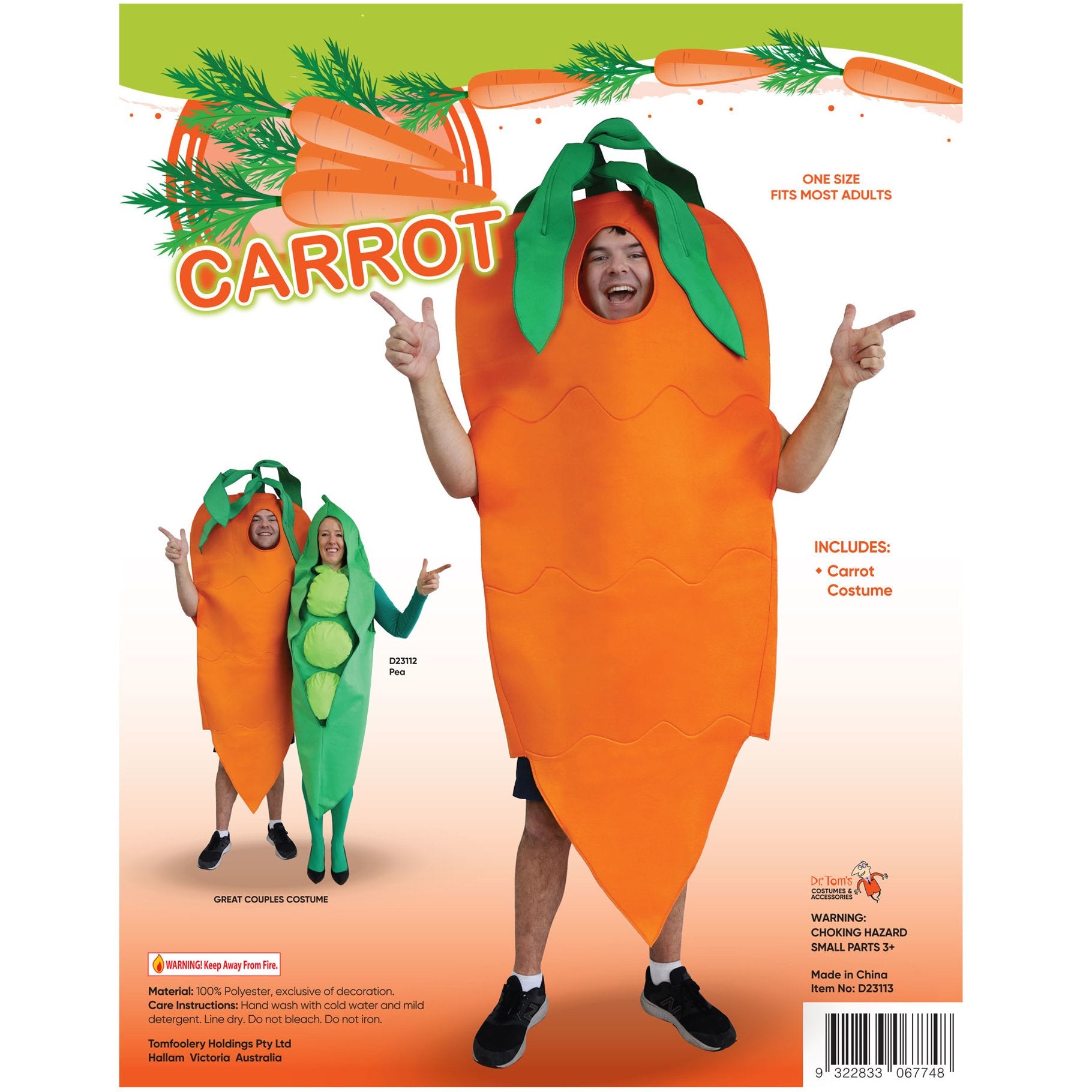 Costume Adult Food Vegetable Carrot Tabard