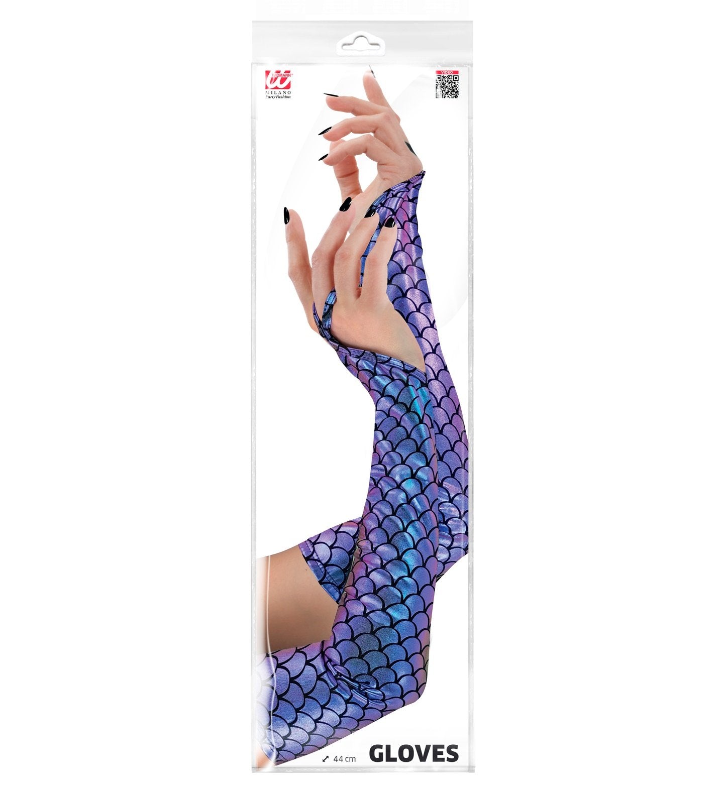 Costume Gloves Mermaid Under The Sea Prismatic Fish Scales 44cm Long