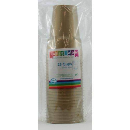 Cups Gold Plastic 285ml Pk/25