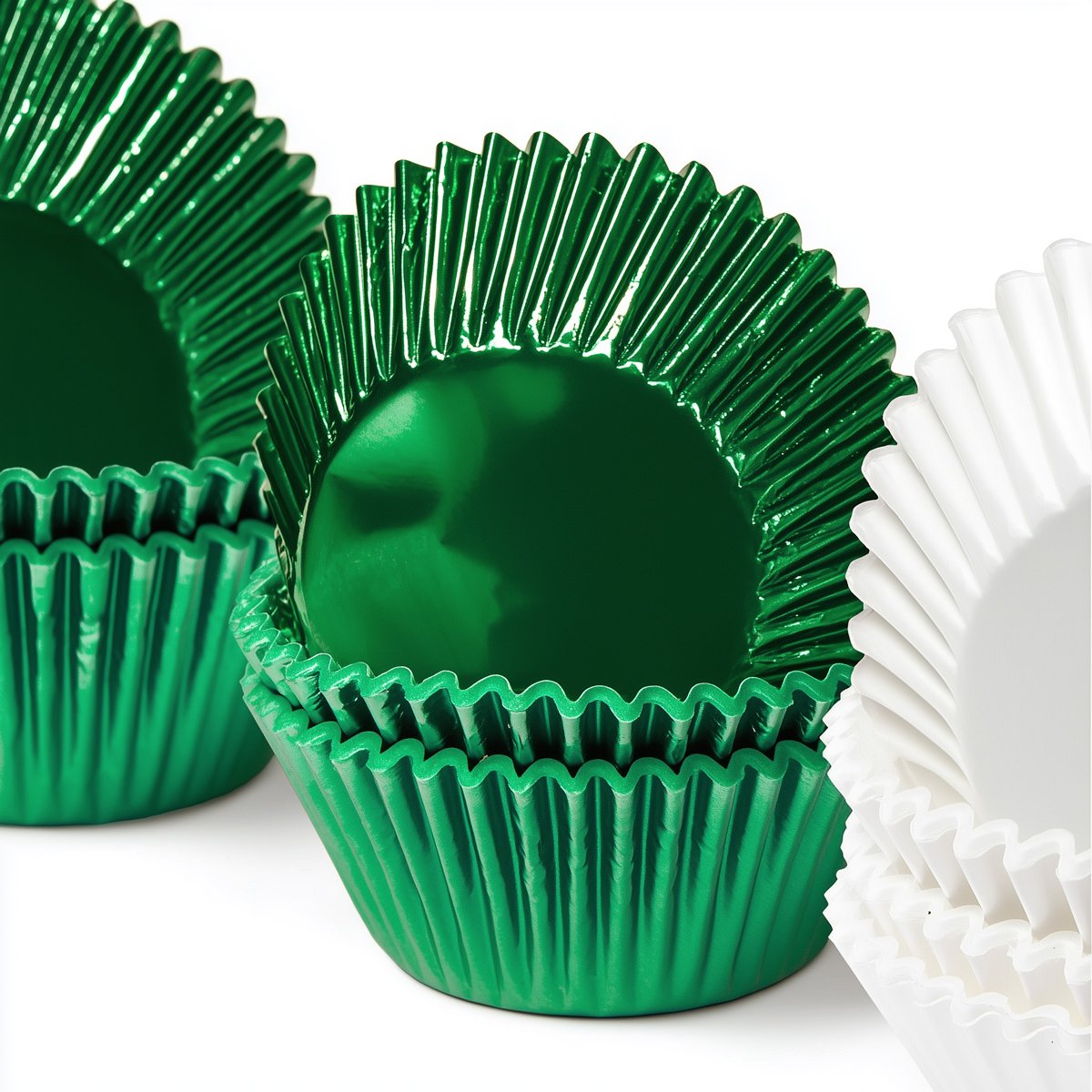 Cupcake Baking Cups Green Foil Pk 50- 2 Sizes