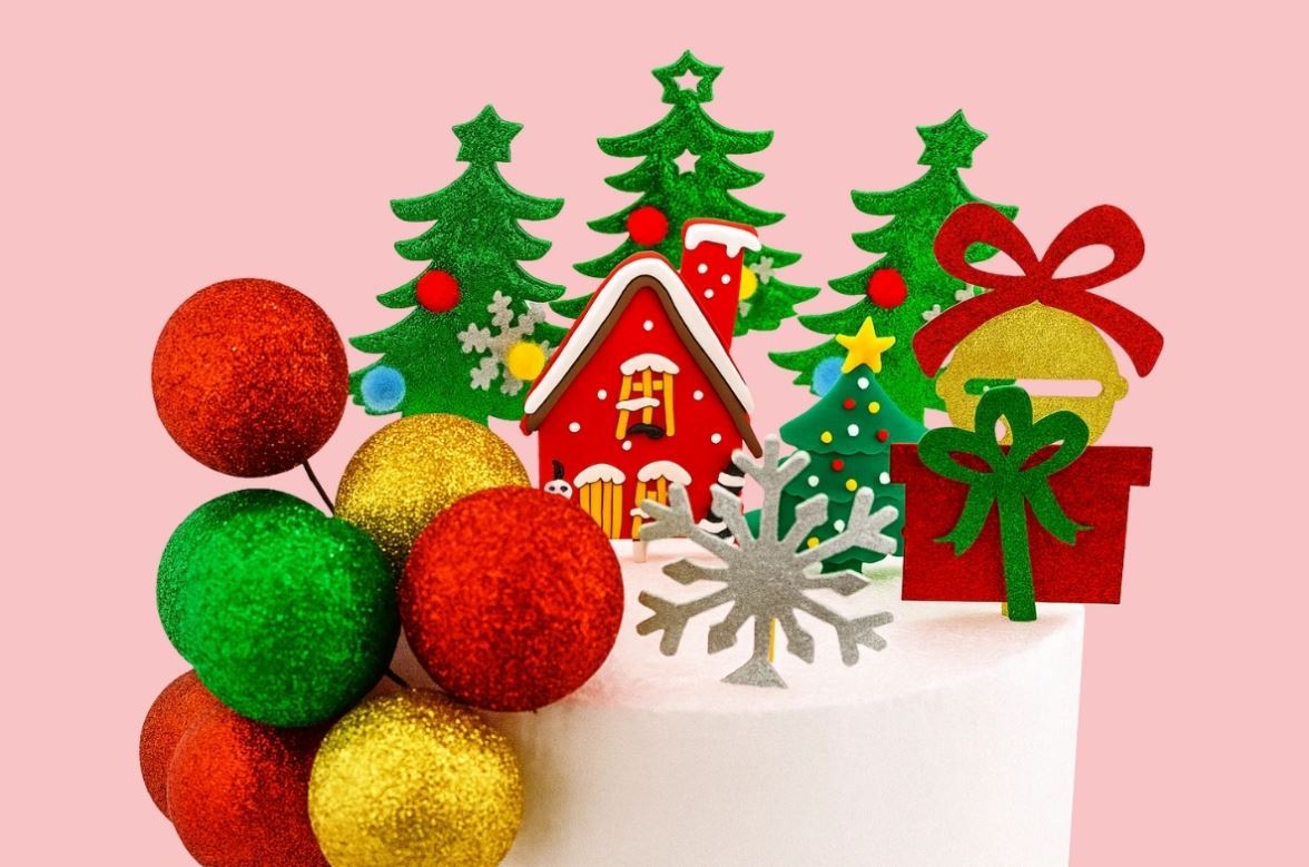 Cake Art Topper Set Merry Christmas Santa Belt Decoration