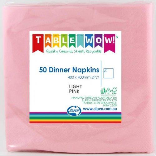 Napkins Dinner 2ply Pale Pink Pk/50