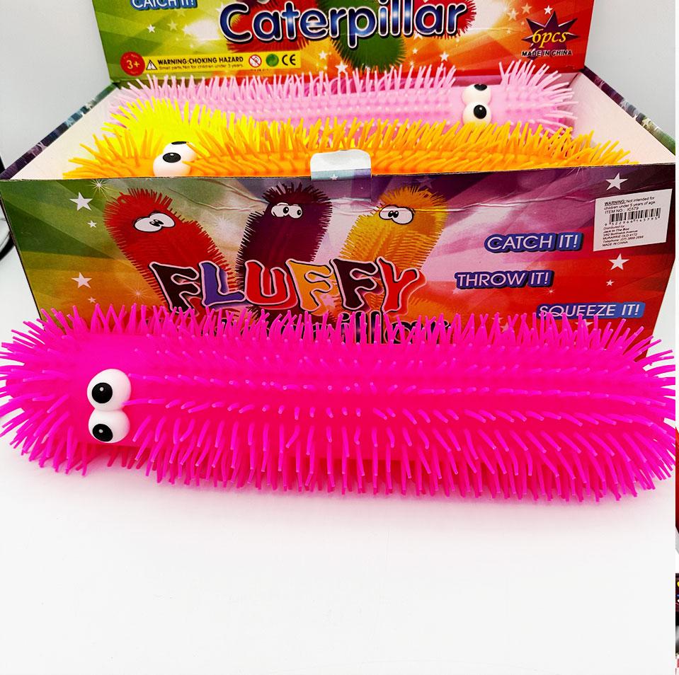 Toy Jumbo Fluffy Caterpillar 50cm Long Assorted Colours
