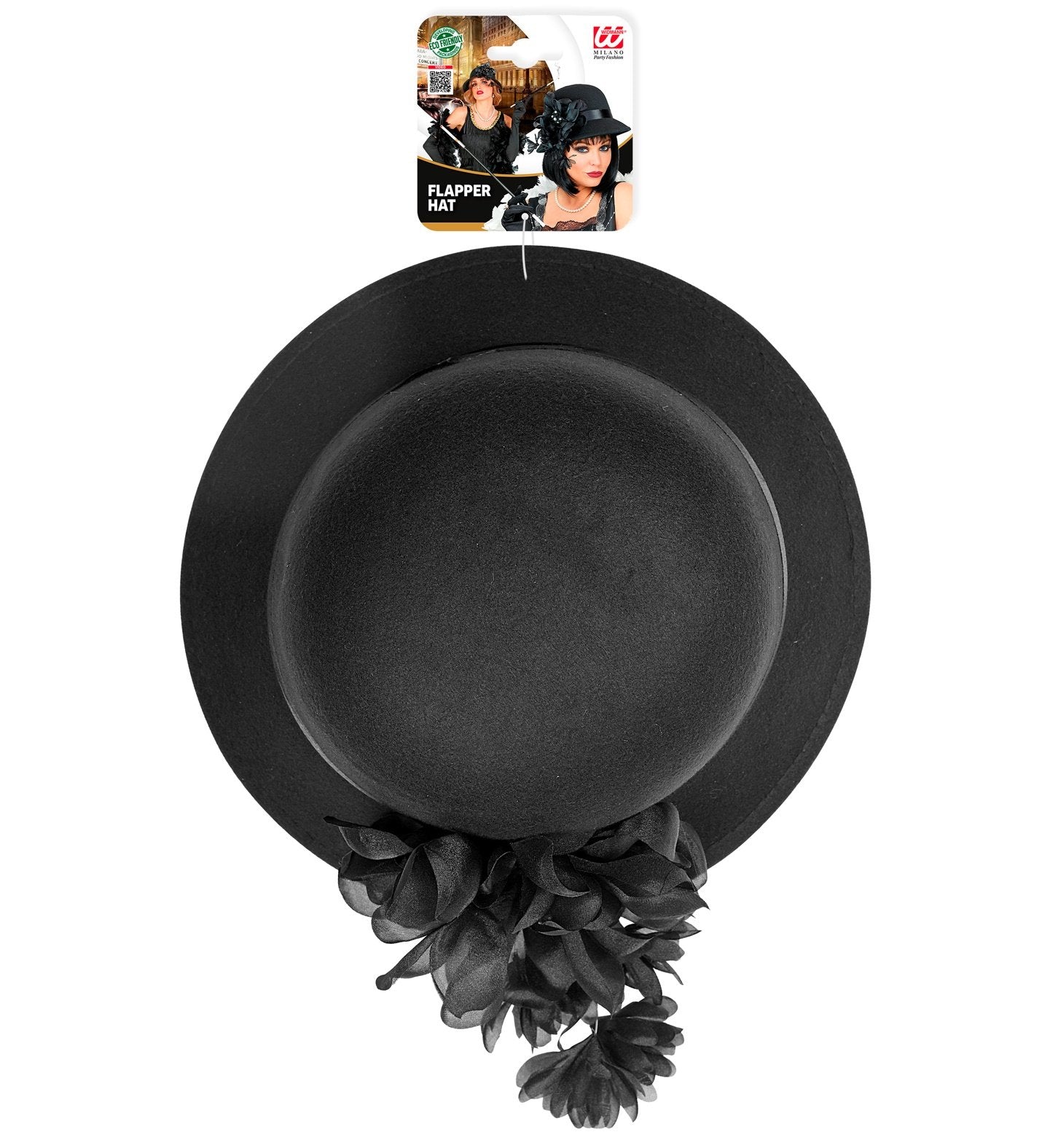 Costume Accessory Roaring 1920s Hat Black Wool Look