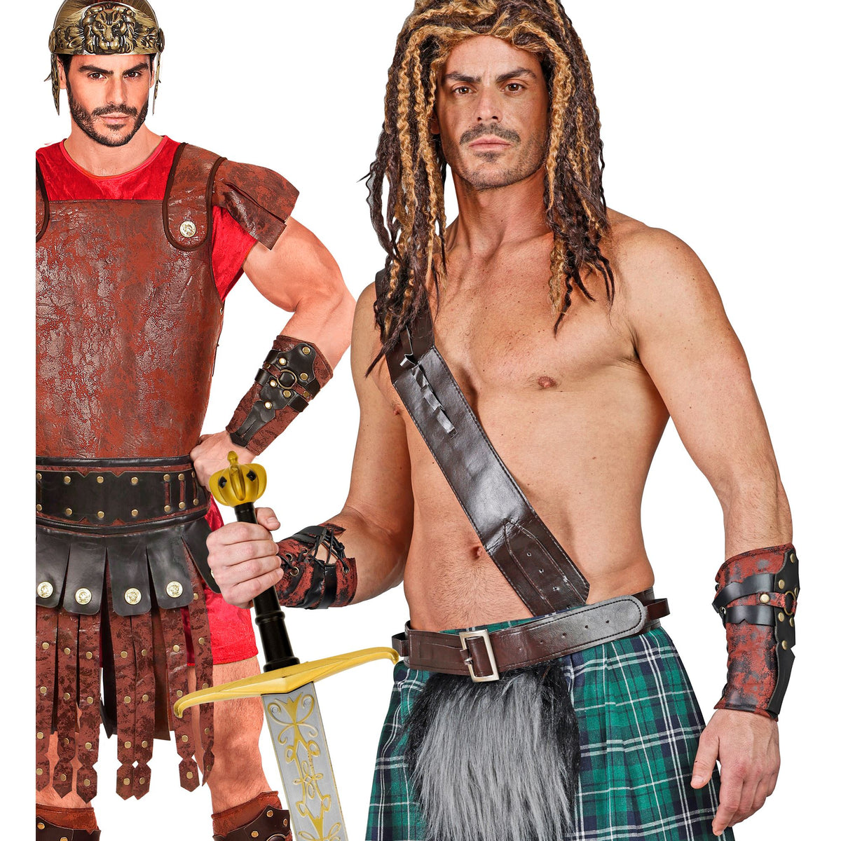Roman Greek Arm Guards Brown Leather Look