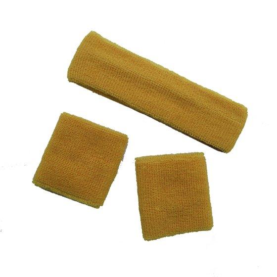 Yellow Team Spirit Headband & 2pk Wristband Sweatbands Sports Supporter