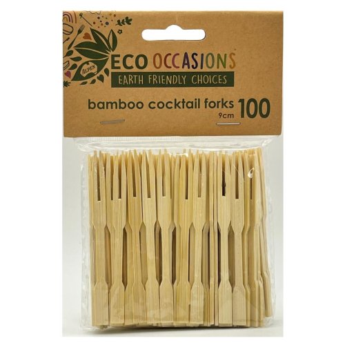 Cocktail Bamboo Forks 9cm Pk/100 Eco Friendly
