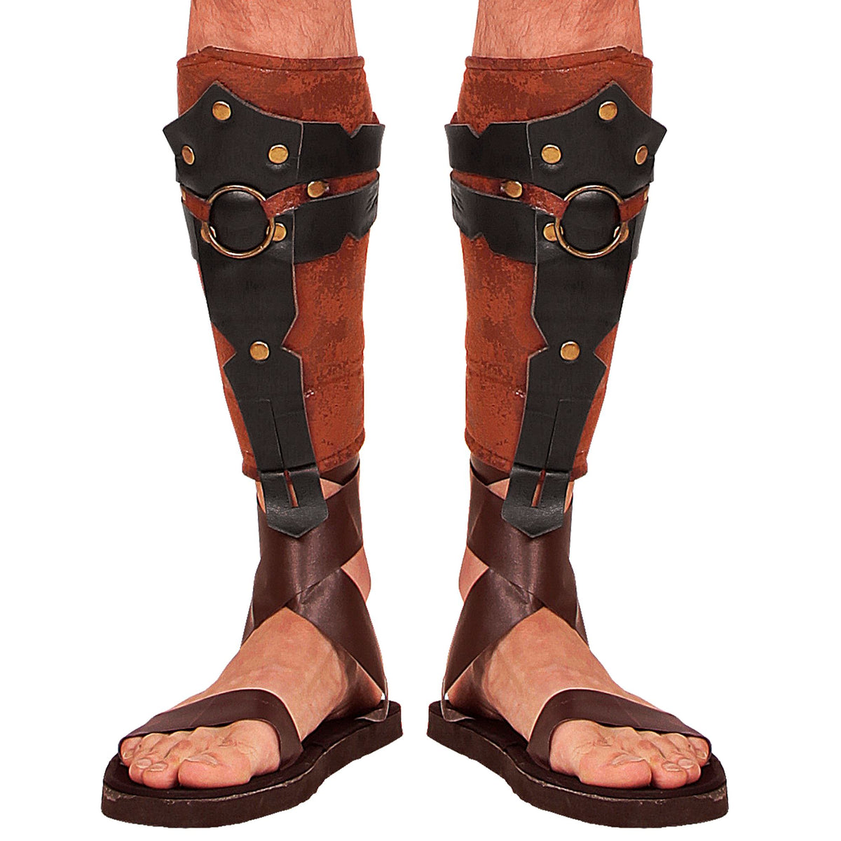 Costume Sandals Leg Guards Roman Greek Leather Look